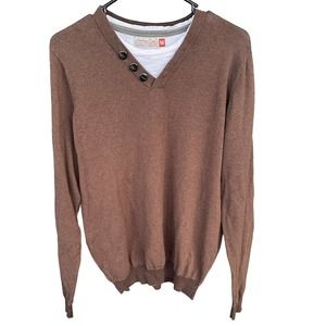 Sovereign Code Sweater Mens Medium Brown Faux Layer Long Sleeve‎